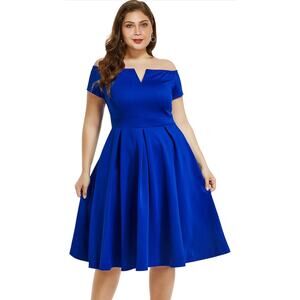 LALAGEN Women's Plus Size Vintage 1950s Party Cocktail Wedding Swing Midi Dress